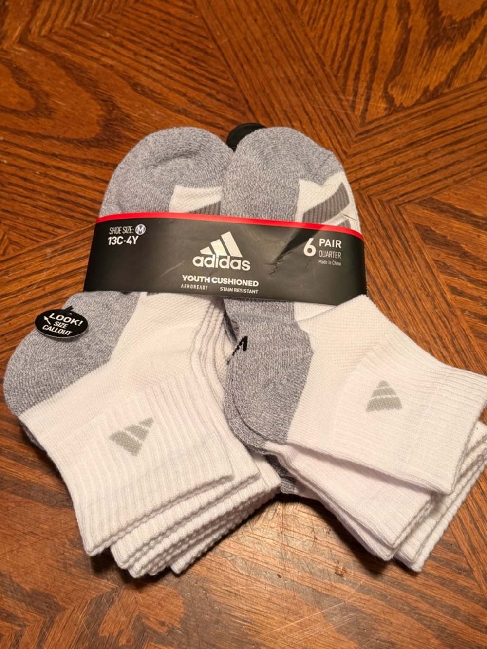 adidas White & Gray Youth Cushioned Athletic Quarter Socks - 6 Pair